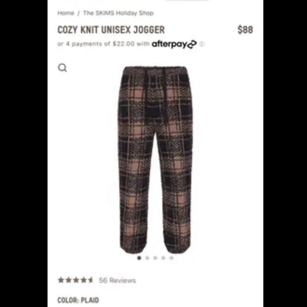 Skims cozy knit unisex pants plaid